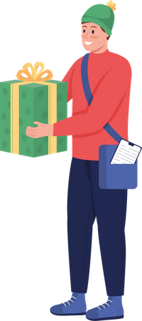 Delivery man with gift Illustration