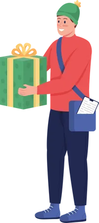 Delivery man with gift Illustration