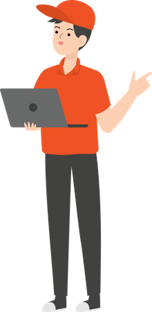 Delivery Man With Laptop  Illustration