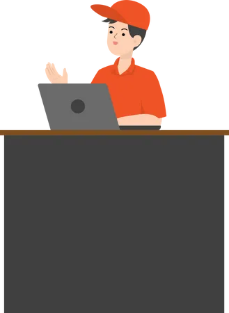 Delivery Man With Laptop  Illustration