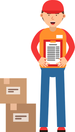 Delivery man with delivery list  Illustration