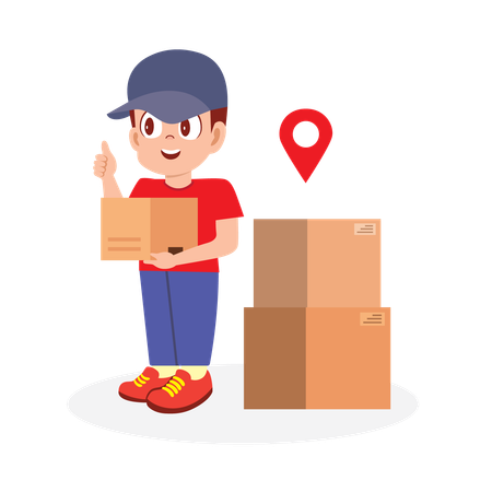 Delivery man with delivery location  Illustration