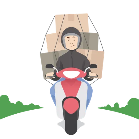Delivery man with multiple delivery orders Illustration