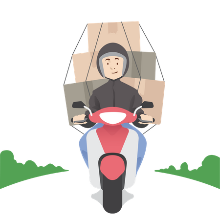 Delivery man with multiple delivery orders  Illustration