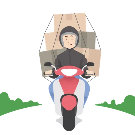 Delivery man with multiple delivery orders  Illustration