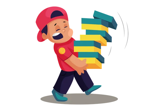 Delivery man with multiple pizza boxes Illustration