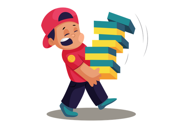 Delivery man with multiple pizza boxes  Illustration