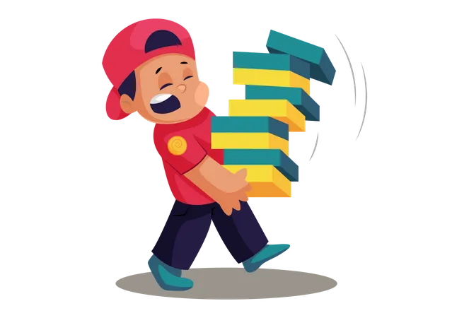 Delivery man with multiple pizza boxes  Illustration