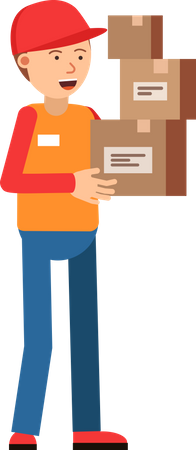 Delivery man with packages Illustration