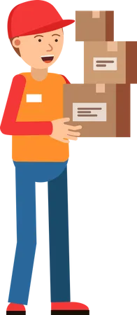 Delivery man with packages  Illustration