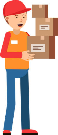 Delivery man with packages  Illustration