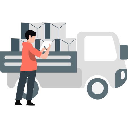 Delivery man with parcel  Illustration