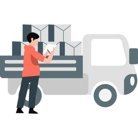 Delivery man with parcel  Illustration