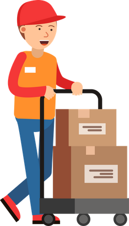 Delivery man working in warehouse Illustration