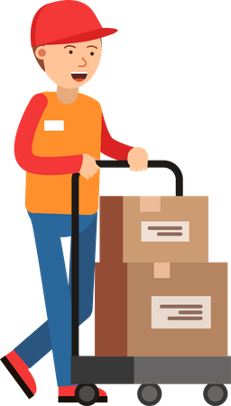 Delivery man working in warehouse  Illustration