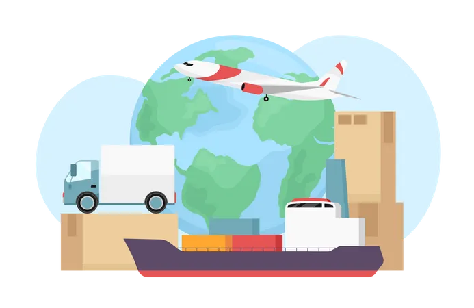 Delivery methods around world Illustration