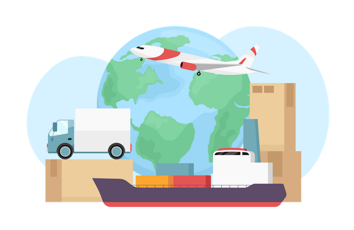 Delivery methods around world  Illustration