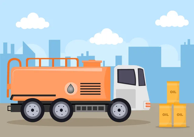 Delivery of Fuel by Truck Illustration