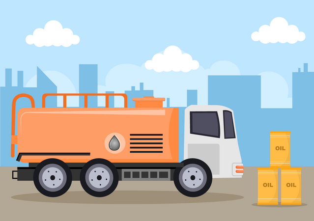 Delivery of Fuel by Truck  Illustration