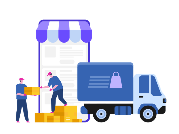 Delivery Of Goods Through Online Shop  Illustration