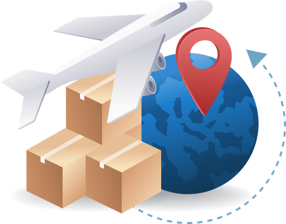 Delivery of package orders throughout world  Illustration