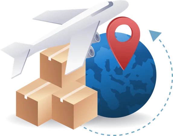 Delivery of package orders throughout world  Illustration