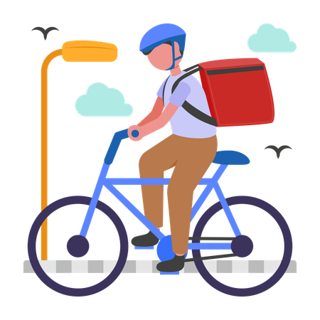 Delivery on Cycle by man  Illustration