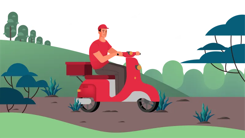 Delivery on scooter Illustration