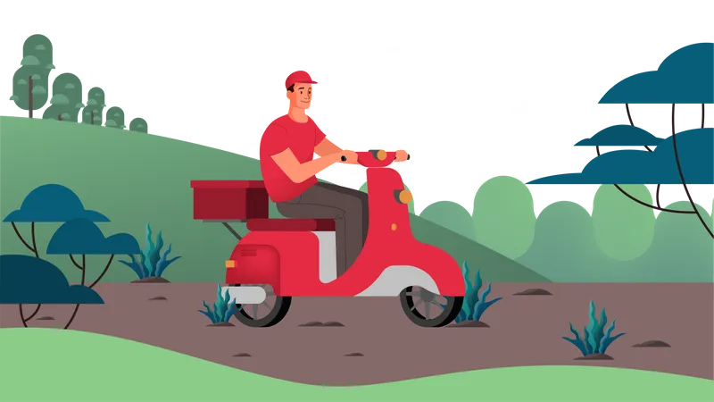 Delivery on scooter  Illustration