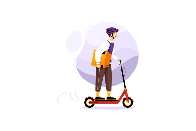 Delivery on scooter  Illustration