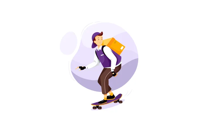 Delivery on skateboard  Illustration