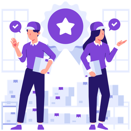 Delivery people providing delivery service  Illustration