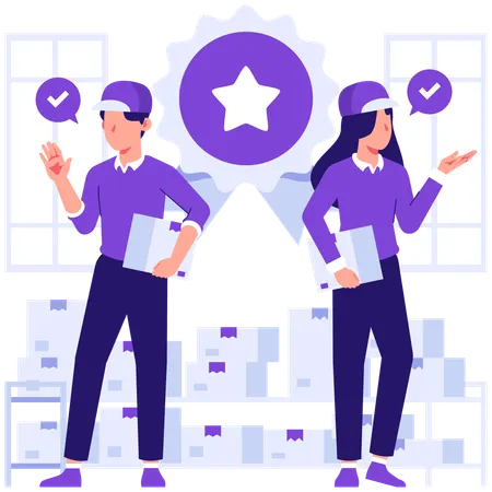 Delivery people providing delivery service  Illustration