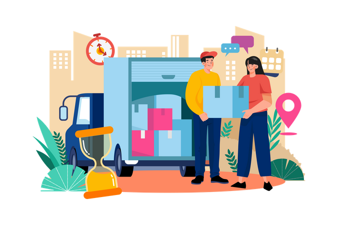 Delivery person delivering a package  Illustration