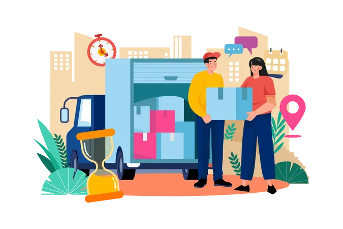 Delivery person delivering a package  Illustration