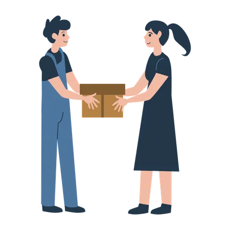 Delivery Person Delivering Package  Illustration