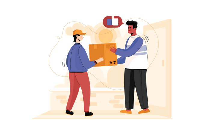 Delivery person delivering package  Illustration