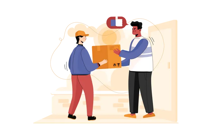 Delivery person delivering package  Illustration