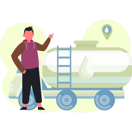 Delivery person delivery fuel to truck  Illustration