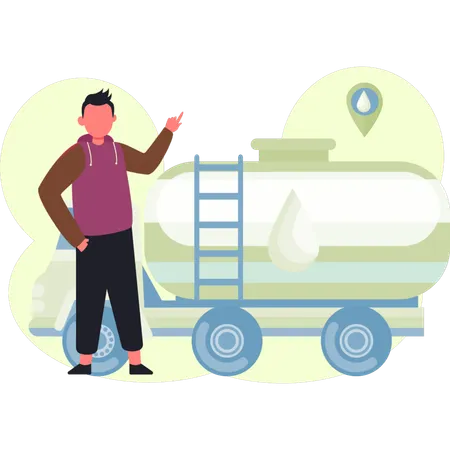 Delivery person delivery fuel to truck  Illustration