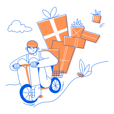Delivery person going to deliver gifts Illustration