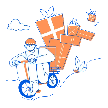 Delivery person going to deliver gifts  Illustration