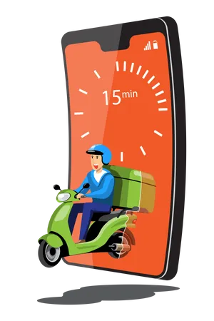Delivery person going to delivery order  Illustration