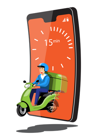 Delivery person going to delivery order  Illustration