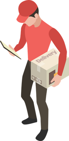 Delivery person holding box  Illustration