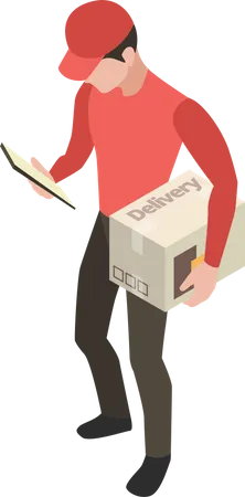 Delivery person holding box  Illustration