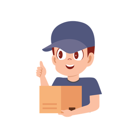 Delivery person holding box  Illustration