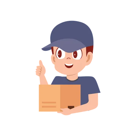 Delivery person holding box  Illustration