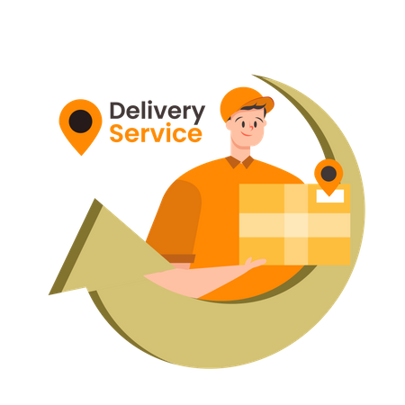 Delivery person holding delivery box  Illustration