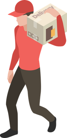 Delivery person holding package  Illustration